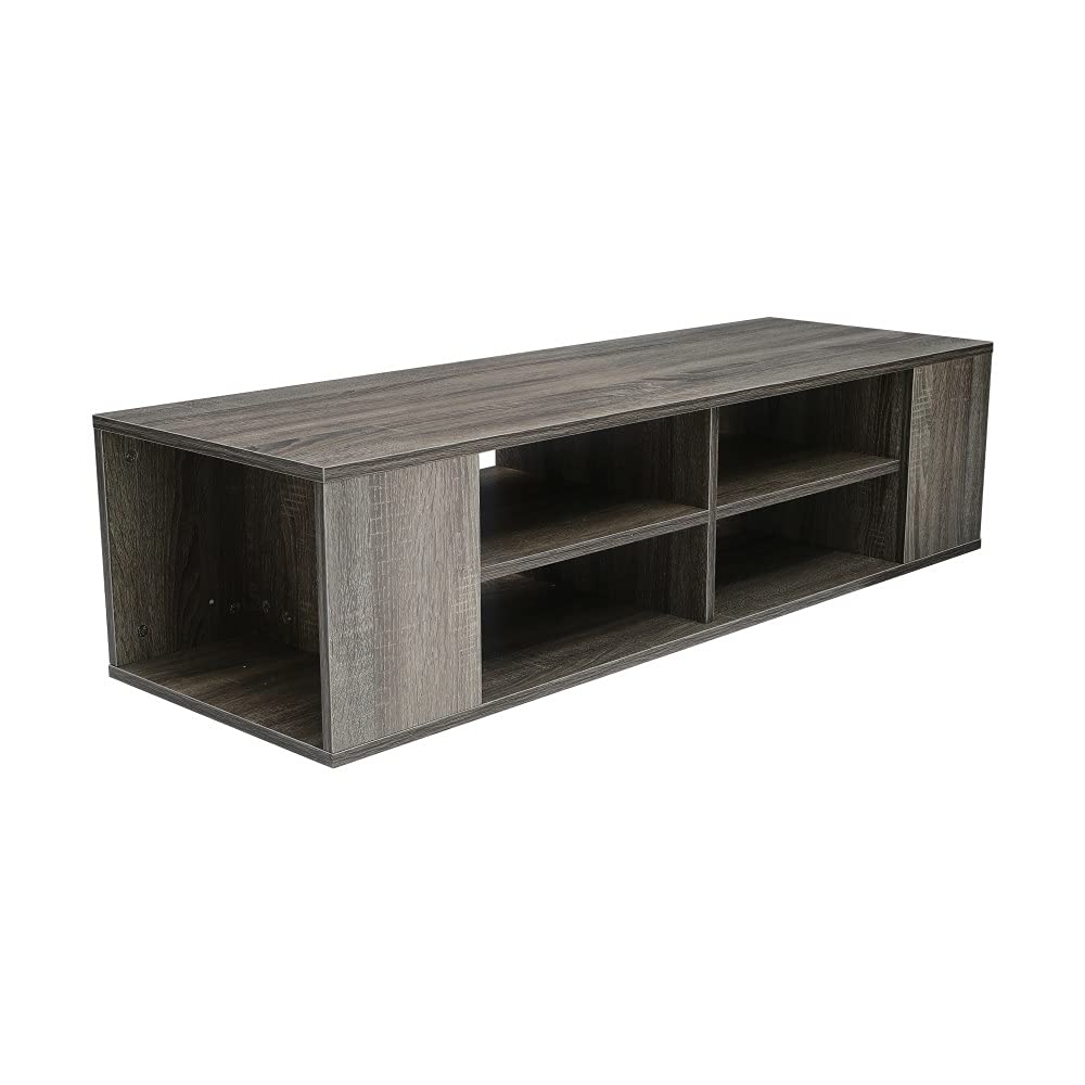 Adjustable Floating TV Stand - Walnut Wall Mounted Media Console with Storage Shelf for Living Room & Bedroom Entertainment Center - Height Adjustable Modern TV Component Shelf