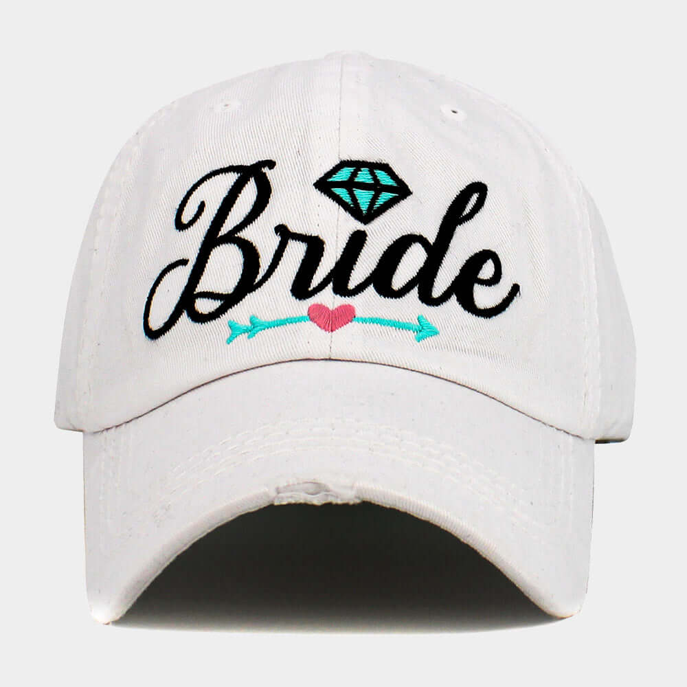 Vintage White Bride Message Baseball Cap for Women - Elegant Wedding Accessory & Bridal Shower Gift