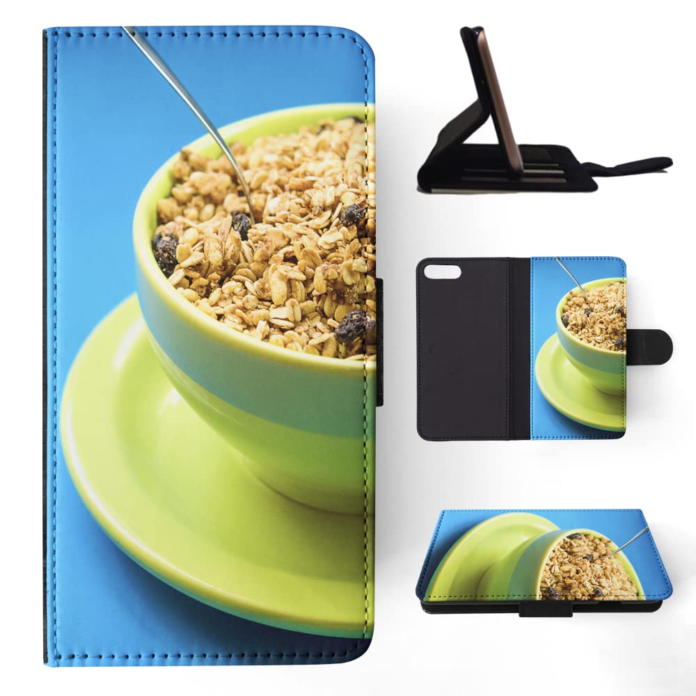 Healthy Oatmeal Cereal Flip Wallet Phone Case for Apple iPhone 7 Plus & 8 Plus - Stylish Protective Cover with Card Slots for Everyday Use & Travel