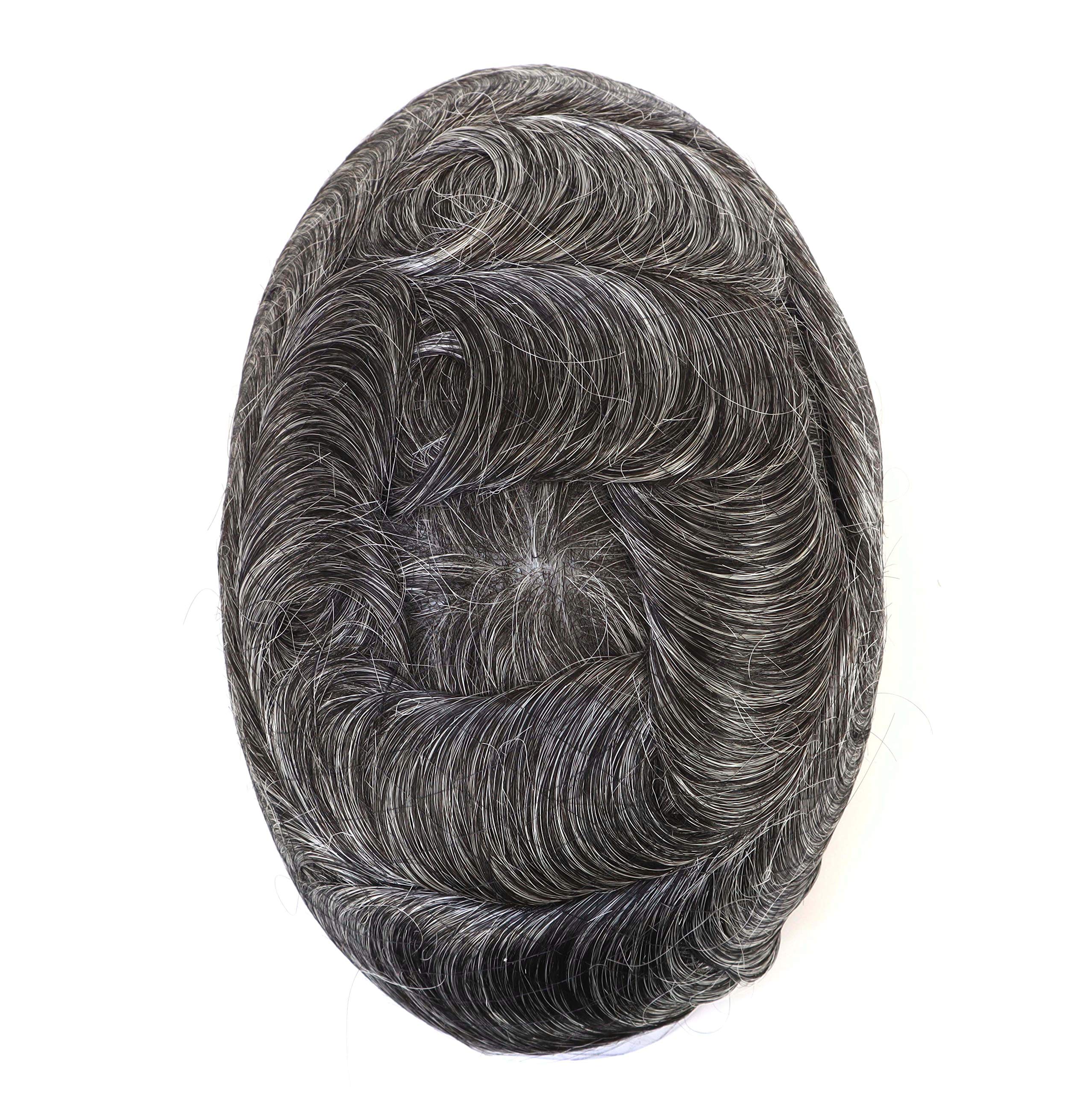 100% Human Hair Toupee for Men - Undetectable Ultra Thin Skin V-Looped Hair System #1B40 | Super Natural Look for Daily Wear & Special Occasions
