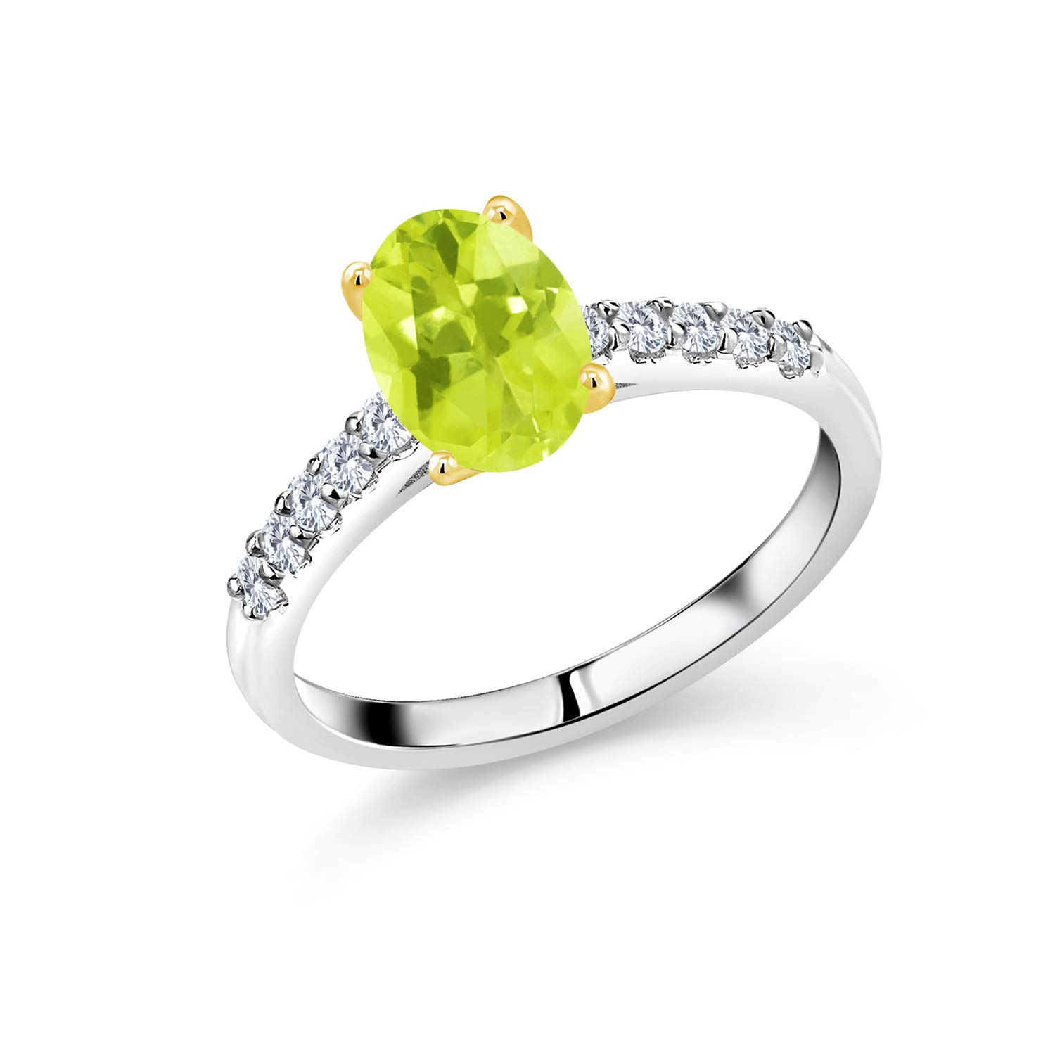 2.03 Ct Lemon Quartz Lab Diamond Ring in 925 Silver & 10K Gold - Elegant Jewelry for Weddings & Parties