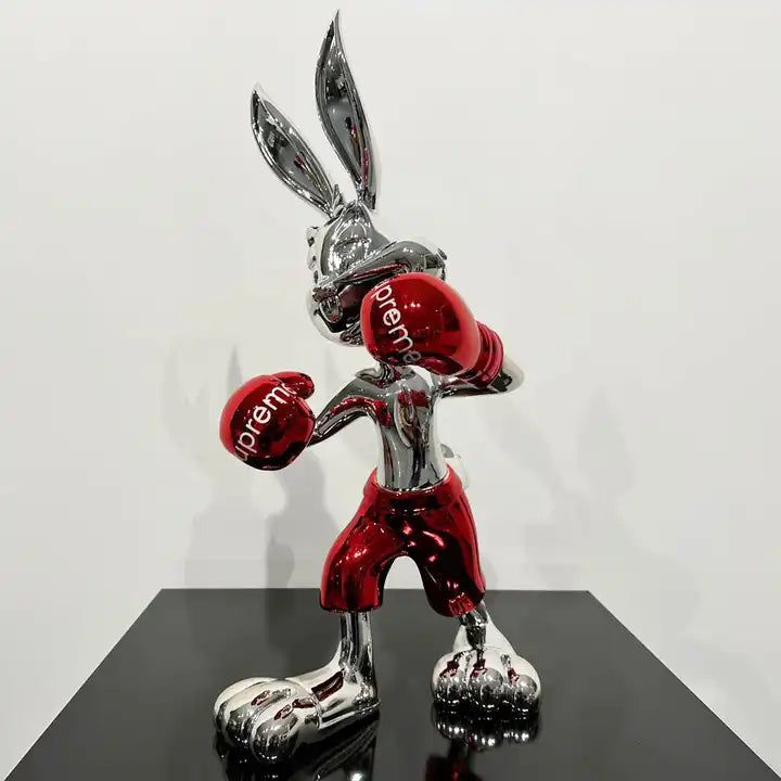 Silver Electroplated Bugs Bunny Collectible Statue - Perfect for Warner Bros Fans, Home Decor, and Gift Giving