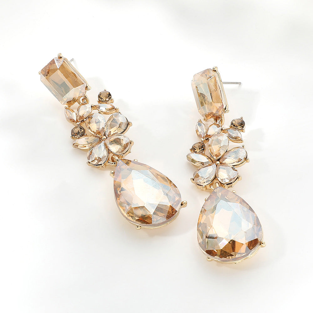 Multi-Shaped Topaz Drop Earrings for Women – Elegant Gold Prom Jewelry for Pageants & Special Occasions | Perfect for Weddings, Dances & Evening Events