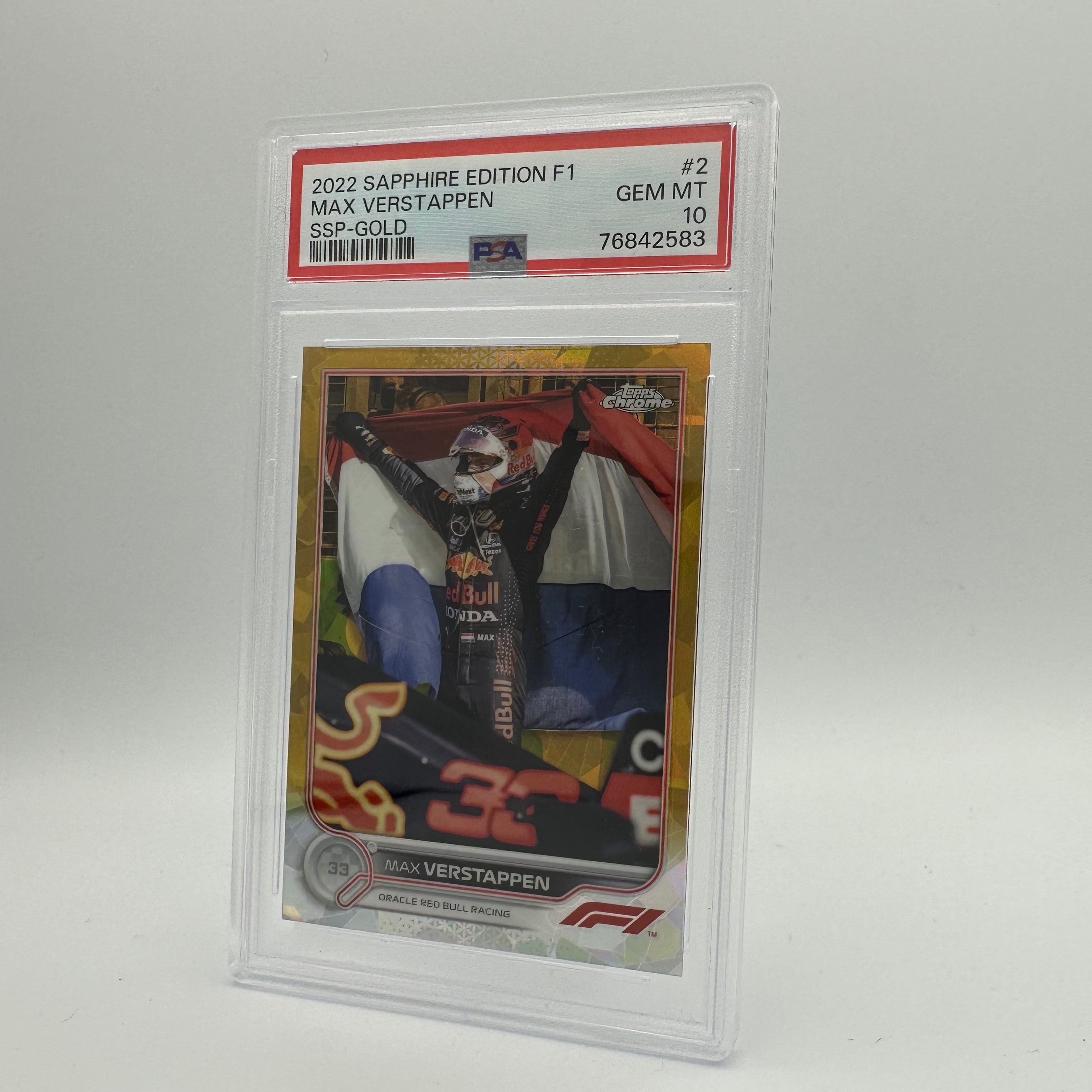 PSA 10 16/50 Max Verstappen #2 Sapphire Edition SSP Gold - Rare Collectible Trading Card for F1 Fans & Sports Memorabilia Collectors - Perfect for Display, Investment & Racing Enthusiasts