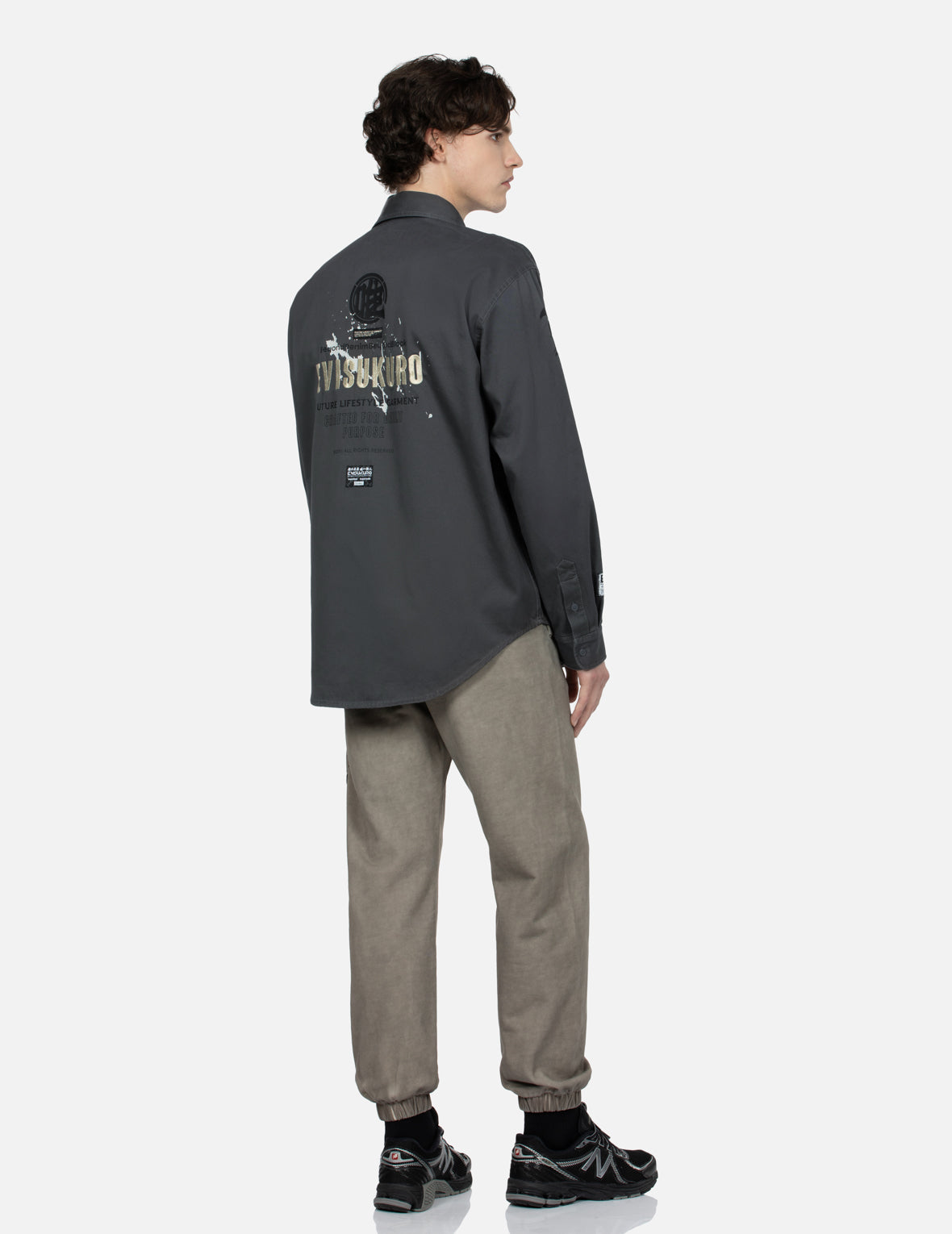 Logo & Seagull Embroidered Relaxed Fit Cargo Shirt for Men - Casual Outdoor Wear, Street Style Fashion
