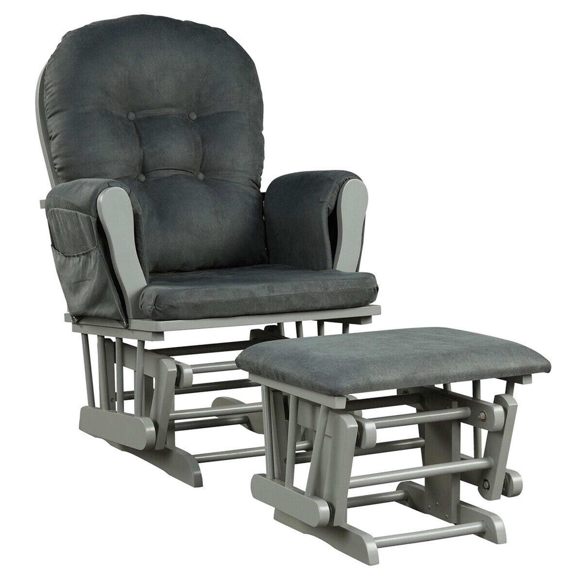 DORTALA Baby Glider Rocker with Ottoman Set - Adjustable Multi-Position Nursery Chair with Removable Washable Upholstery, Smooth Rocking Motion for Nursing, Feeding & Reading - Soft Grey Modern Nursery Glider for Baby Room, Bedroom & Living Room
