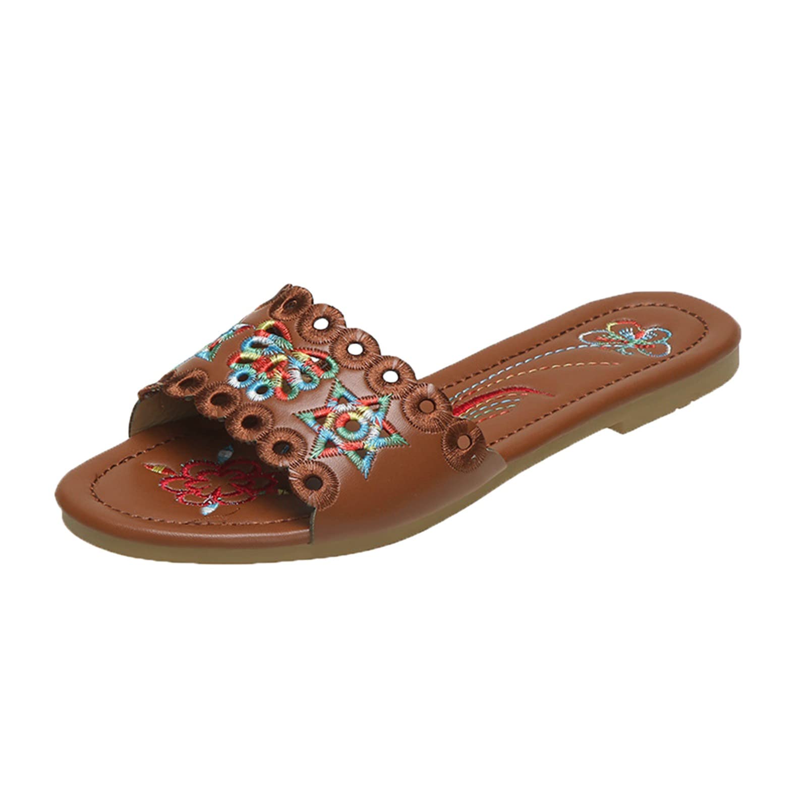 RUIY Women's Embroidered Ethnic Style Ballet Flats - Comfortable Spring & Summer Slippers for Beach, Home & Casual Wear