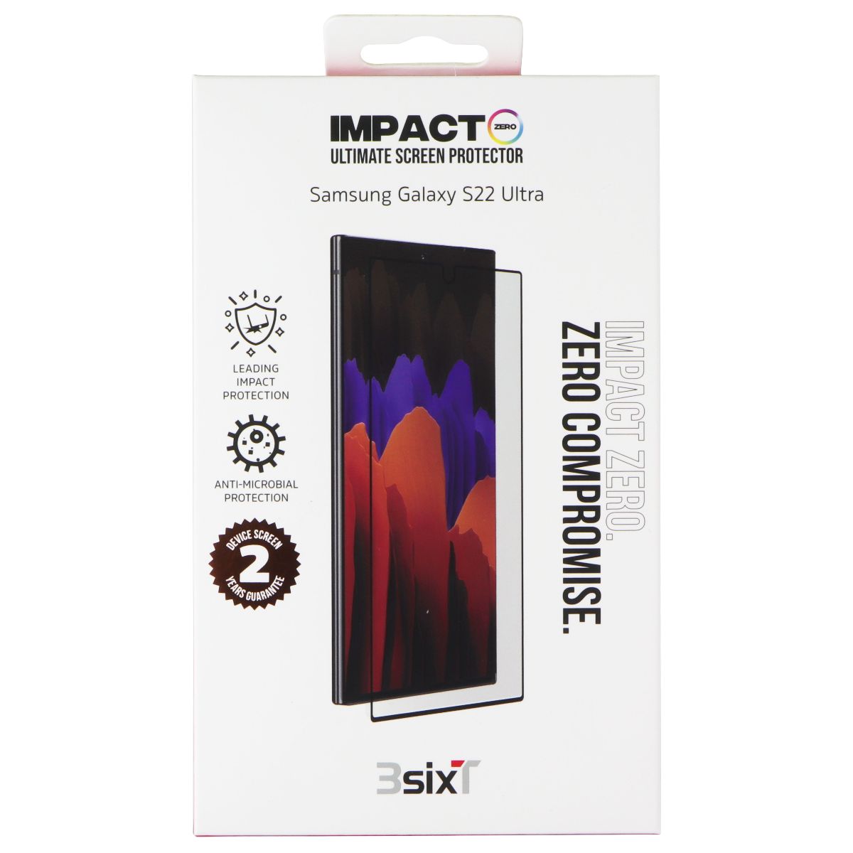 3SIXT Impact Zero Ultimate Screen Protector for Samsung Galaxy S22 Ultra - Crystal Clear HD Protection - Anti-Scratch & Shatterproof - Perfect for Outdoor Adventures & Daily Use