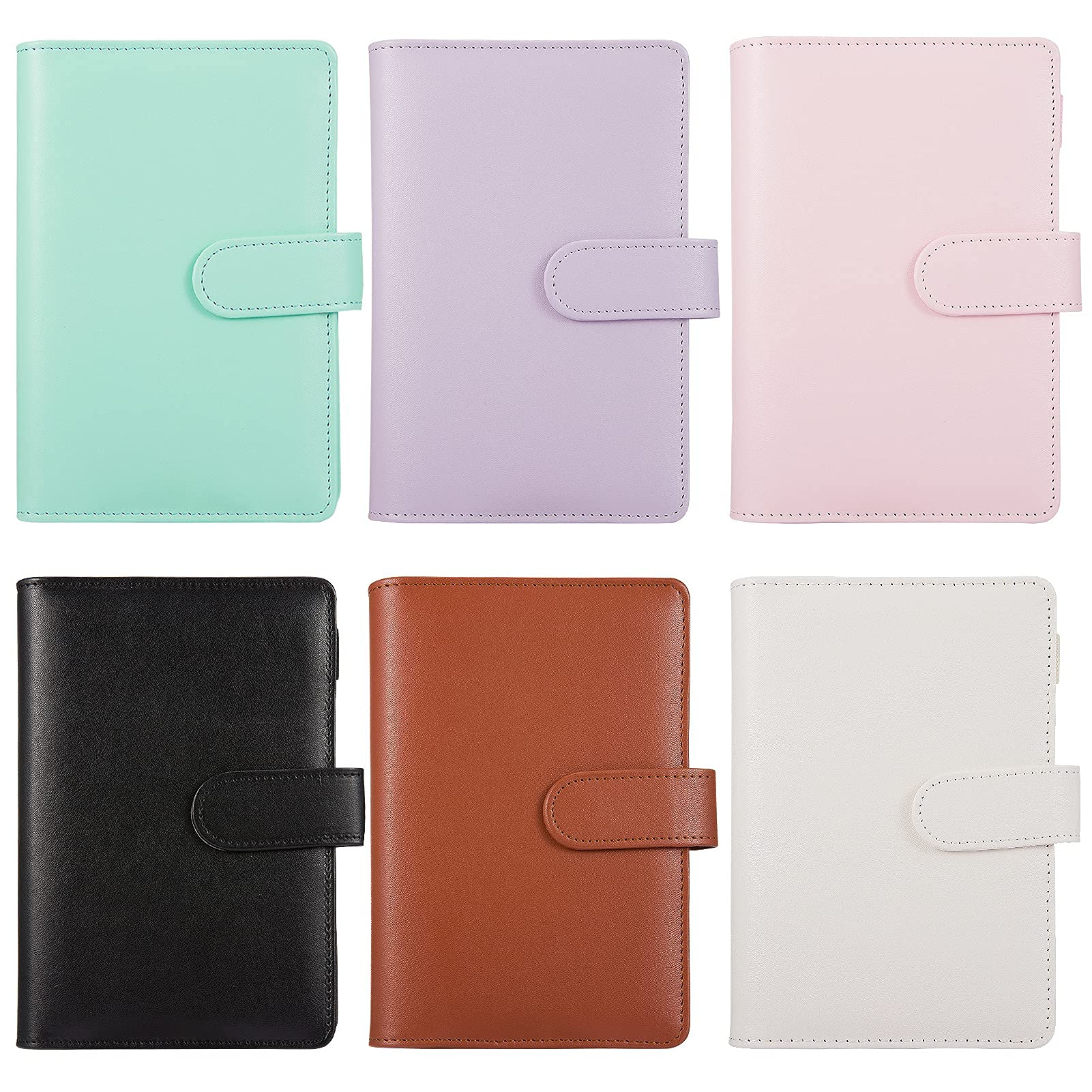 6 Pack A6 PU Leather Refillable Notebook Binder - 6 Ring Loose Leaf Binder with Magnetic Closure, 6 Macaron Colors, Diary Organizer Cover for A6 Filler Paper | Perfect for School, Office, Journaling & Gift Giving