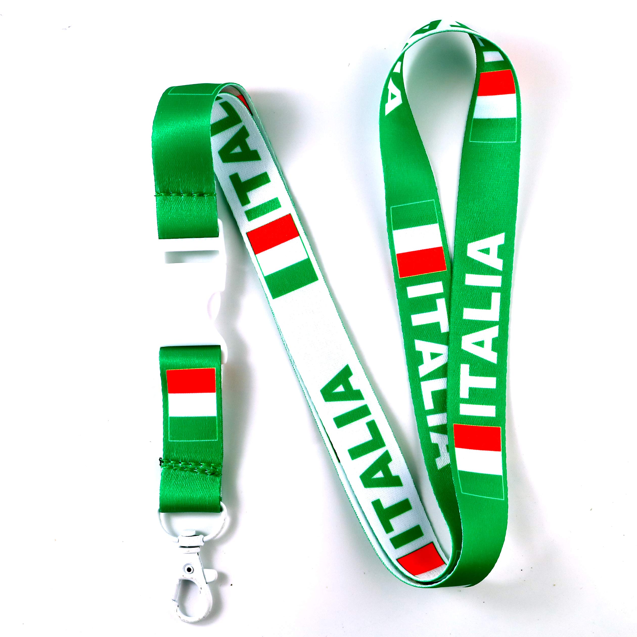 Italy Flag Reversible Lanyard Keychain with Quick Release - for Keys, Badges & ID Cards (10 Pack)