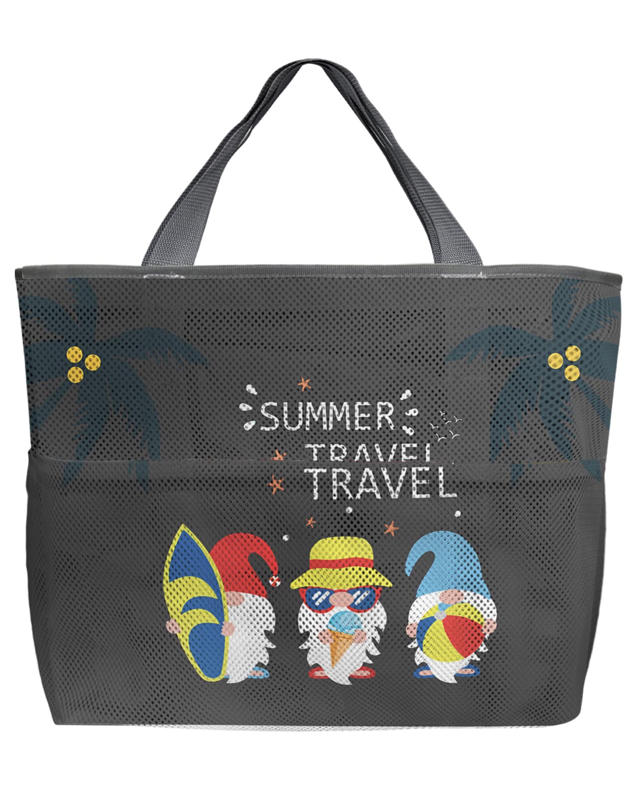 Extra Large Mesh Beach Bag for Women - Oversized Toy & Pool Tote - Summer Travel, Surf & Gnome Theme - Perfect for Beach, Pool Parties & Vacation Essentials