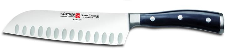 IKON 7-Inch Santoku Knife with Hollow Edge - Japanese Style Kitchen Knife for Slicing, Dicing & Chopping Vegetables, Fruits & Meat - Perfect for Home Chefs & Professional Cooking