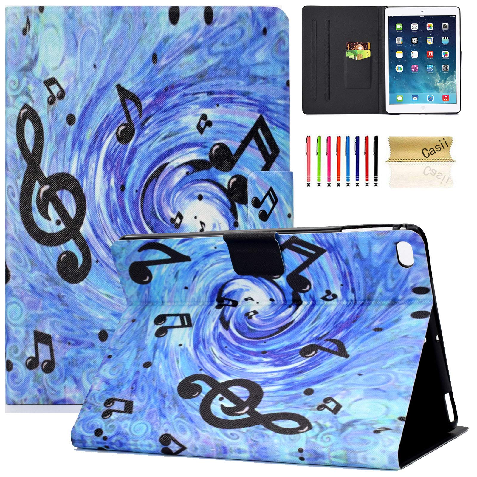Casii Ultra Slim Lightweight iPad 9.7 Inch Case with Auto Wake/Sleep - Compatible with iPad 5th/6th Generation (2017/2018), iPad Air & Air 2 - Cute Pattern Stand Cover with Back Protector - Perfect for Work, School & Travel