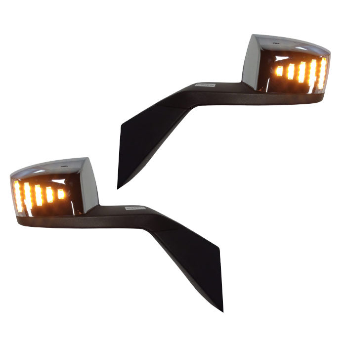 Fortpro Chrome Hood Mirror with LED Turn Signal Light - Compatible with Volvo VNL 2004-2016 Models (Pair) | F247656 57BS | Enhances Visibility & Safety for Truck Drivers