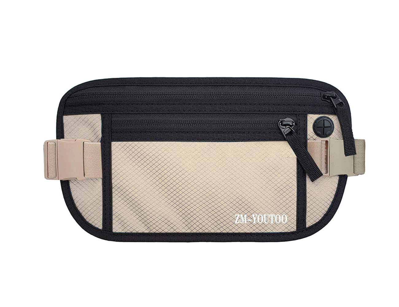 RFID Blocking Money Belt for Travel - Secure Hidden Waist Wallet with Passport Holder (Beige & Black) | Perfect for International Trips, Sightseeing & Keeping Valuables Safe