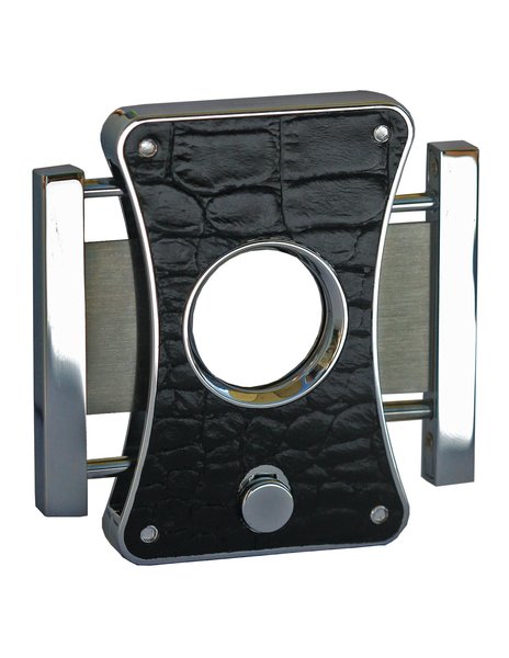 Brizard & Co Elite Series 2 Crocodile Pattern Black Stainless Steel Cigar Cutter - Premium Cigar Accessory for Humidors & Smoking Lounges