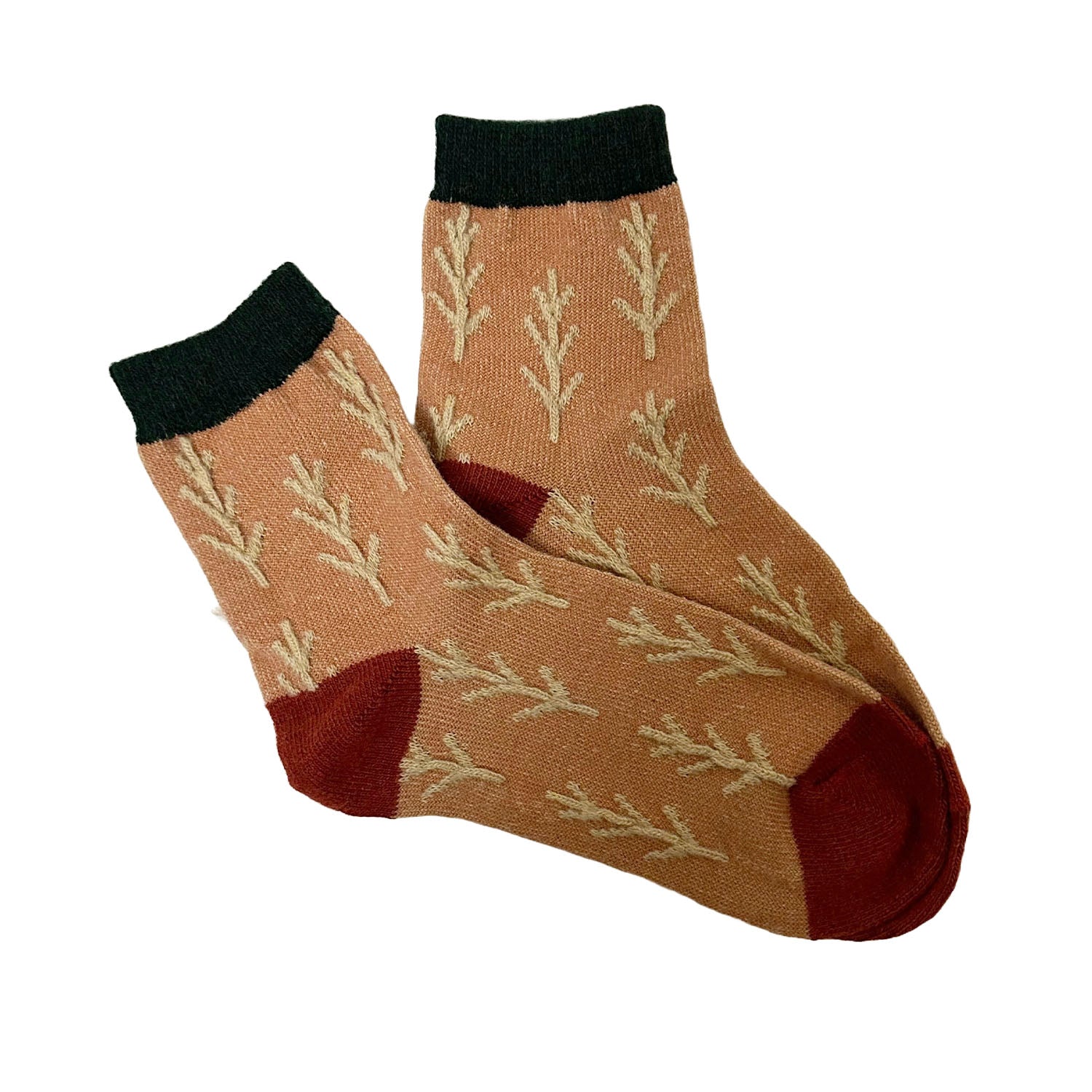 FLOOF Women's Alpine Socks - Warm Wool Hiking Socks for Outdoor Adventures (Green/Orange/Red) - Perfect for Camping, Skiing & Winter Sports