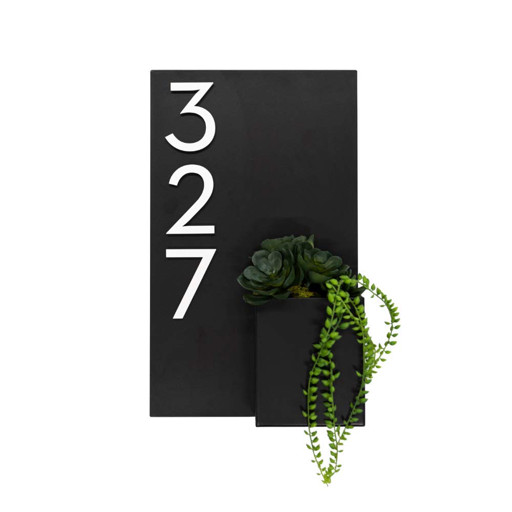 Customizable Black Address Planter Box with Number Plaque - Made in the USA - Perfect Housewarming Gift for Women, Ideal for Front Porch or Garden Decor