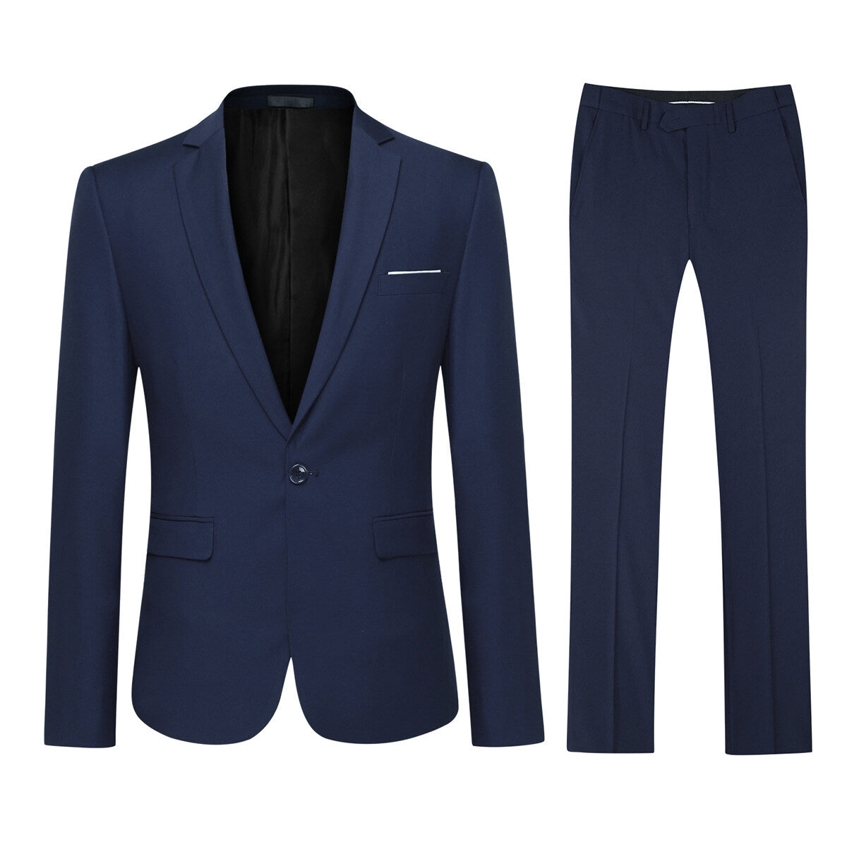 2 Piece Slim Fit Navy Blue Men's Suit - Formal Business Attire for Weddings, Interviews & Office Wear