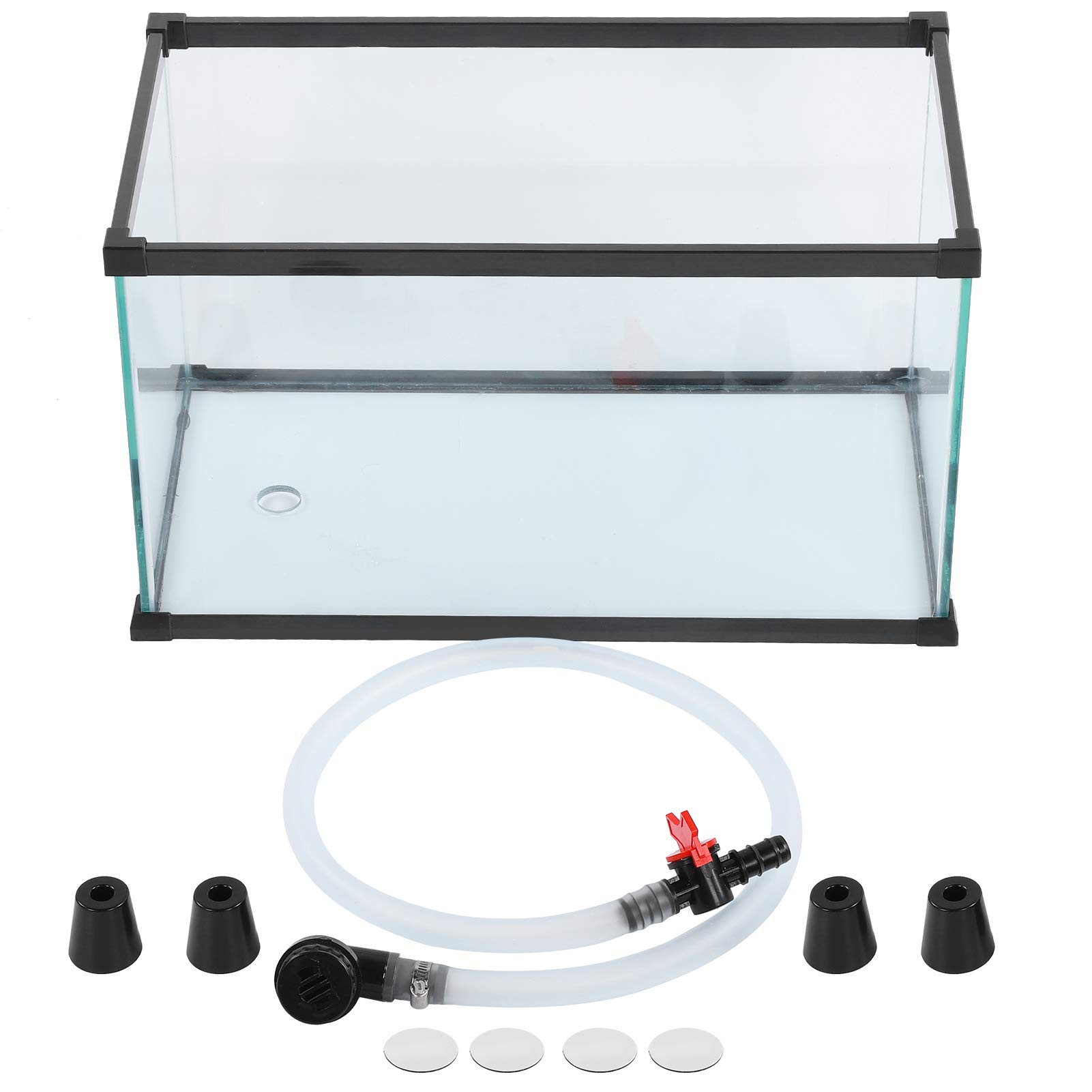 Premium Glass Fish Tank - 45X25X25Cm Durable Aquarium with Bottom Drain for Turtles & Fish | High Clarity Reptile Habitat & Aquatic Ecosystem | Perfect for Home, Office or Classroom Decor