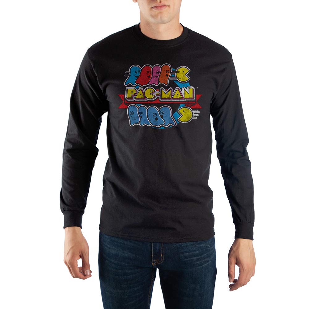 Pac-Man Long Sleeve T-Shirt for Men & Women | Retro Video Game Graphic Tee | Casual Gaming Apparel for Everyday Wear & Cosplay