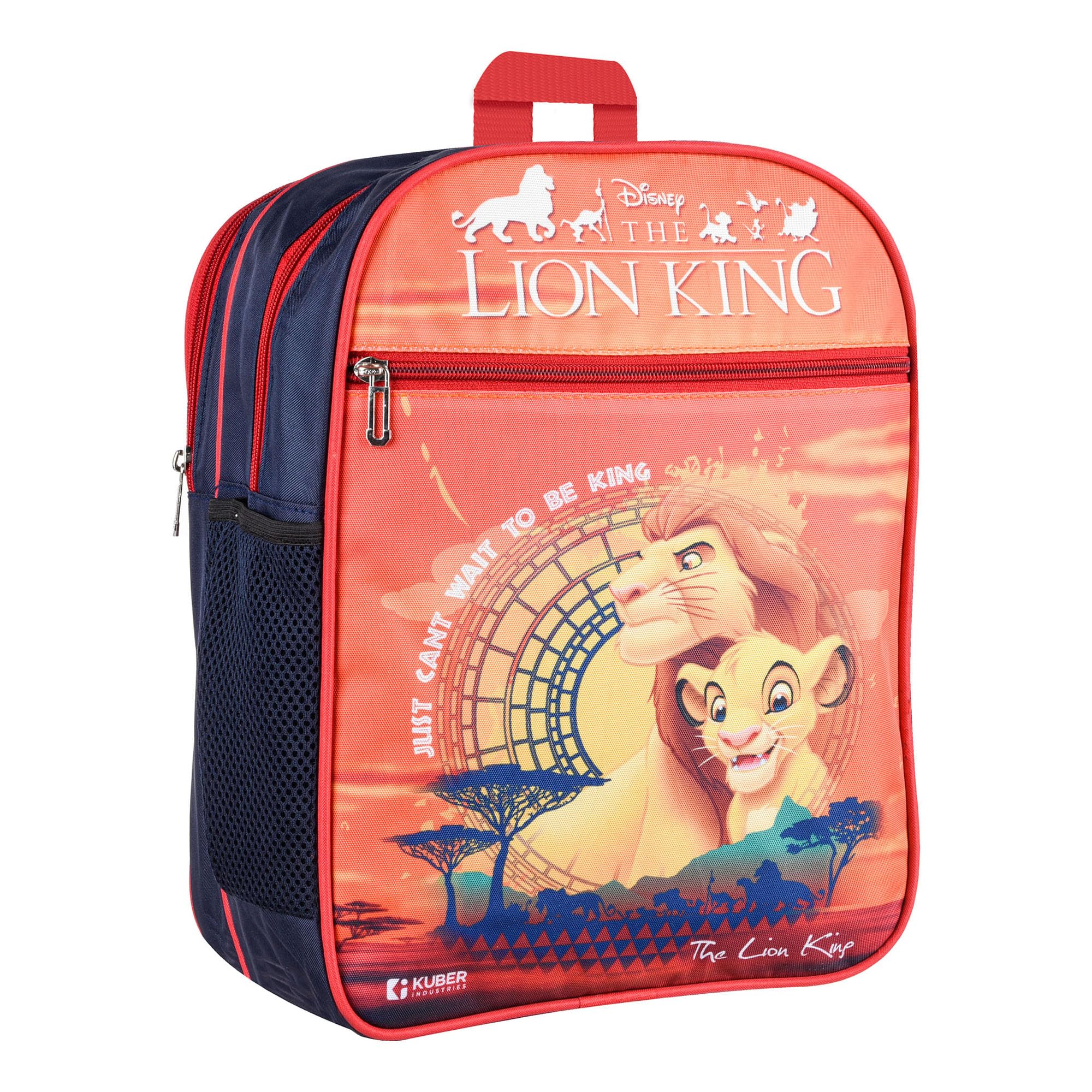 Kuber Industries Disney The Lion King Kids School Backpack - 3 Compartment Durable Book Bag for Boys & Girls - Orange Lion King Themed Backpack for School, Travel & Daily Use