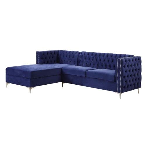 ZSY Modern Sectional Sofa for Living Room - Navy Blue Velvet Upholstery | Comfortable L-Shaped Couch for Small Spaces & Family Gatherings
