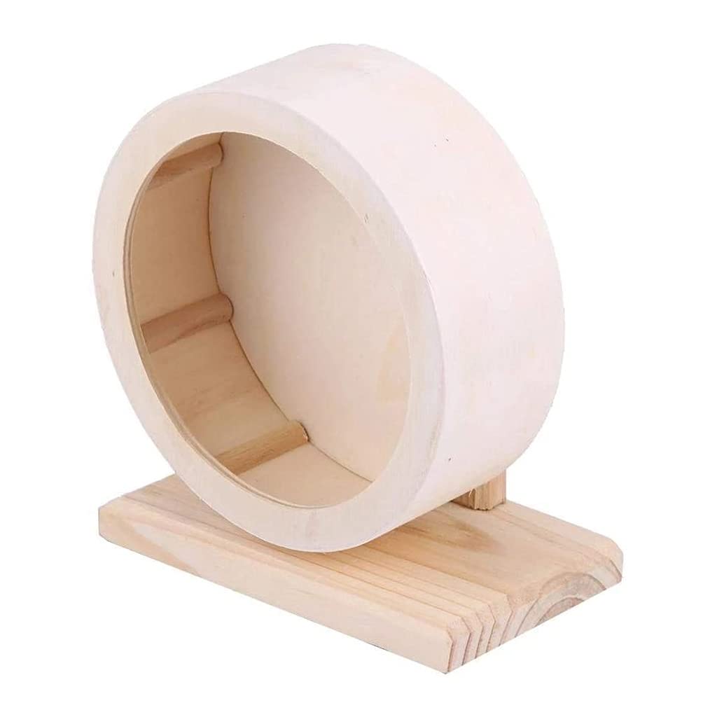 Silent Wooden Exercise Wheel for Small Pets - Hamster, Gerbil, Chinchilla, Hedgehog, Mouse & Guinea Pig - Quiet Running Spinner (Small Size) - Perfect for Cage Fitness & Nighttime Play