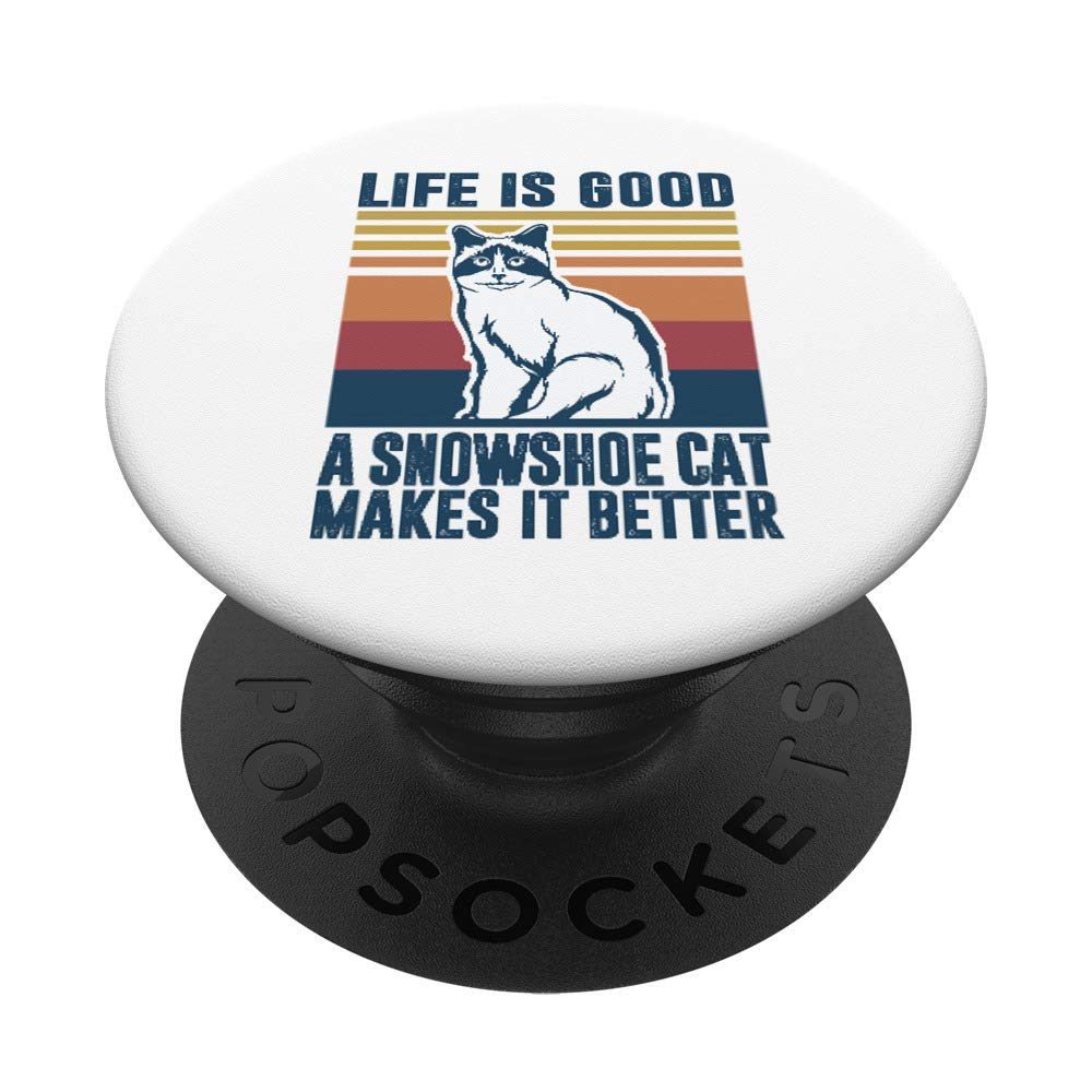 Snowshoe Cat PopSockets PopGrip - Swappable Phone Grip for iPhone & Android - Perfect Gift for Cat Lovers, Cat Moms & Dads - Great for Work, Travel & Everyday Use