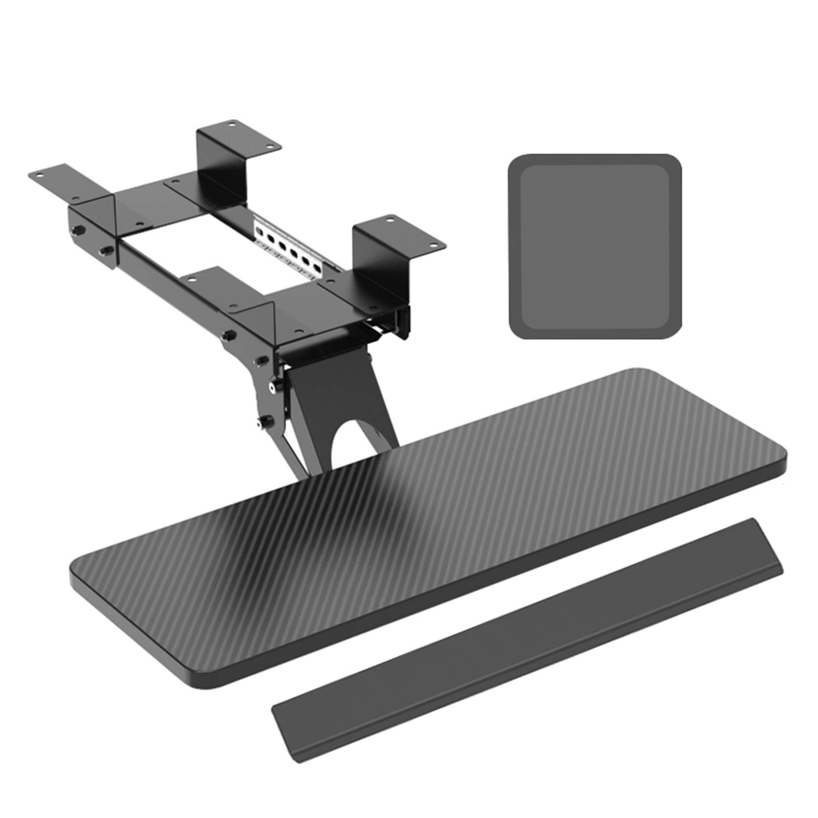 Ergonomic YHMT Keyboard Tray - Adjustable Height & Angle Under Desk Clamp-On Extender with Mouse Pad & Wrist Rest for Comfortable Office & Gaming Setup