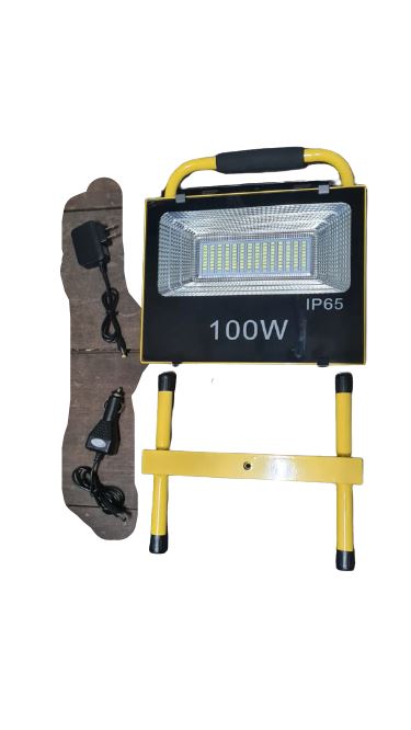 Aiko 100W LED Rechargeable Sports Flood Light - Waterproof Outdoor Work Light for Camping, Hiking, Emergency, Construction Sites (Model: LED GYRLF100A2)