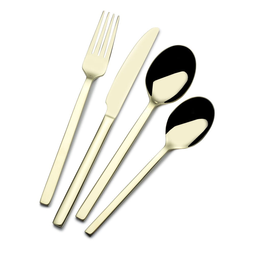 Paros Champagne Forged 16-Piece Stainless Steel Flatware Set - Service for 4, Elegant Dinnerware for Fine Dining, Wedding Gifts & Formal Occasions