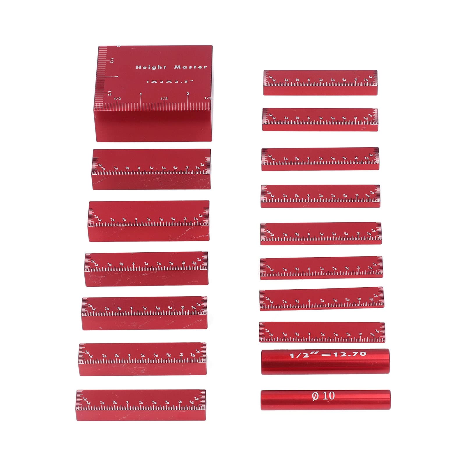 17PCS Anodized Aluminum Woodworking Height Gauge Set - Precision Setup Bars for Router & Table Saw - Perfect for Woodworking Projects & DIY Furniture Making