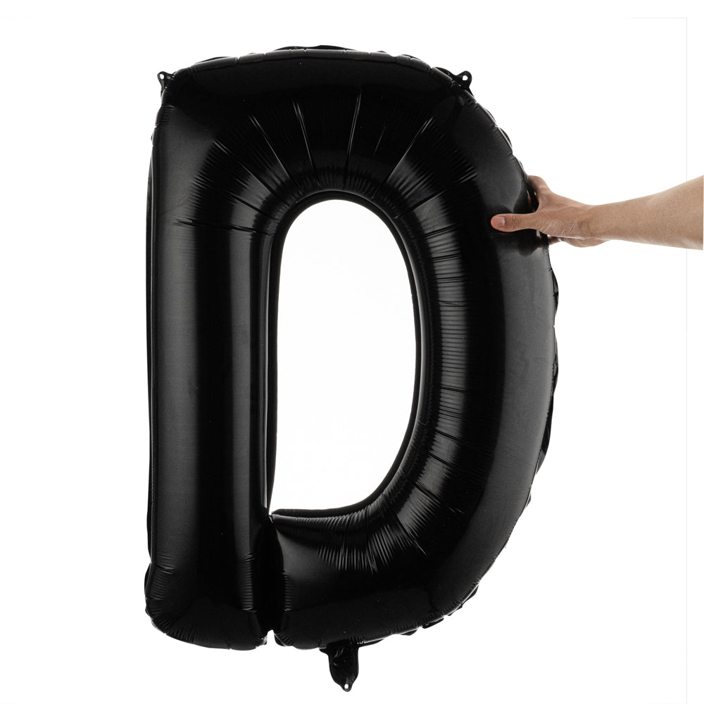 Balloonify Black Mylar Letter D Balloon - 40 Inch Large Foil Alphabet Balloon for Birthday Party Decorations, Wedding, Baby Shower & Graduation Events - 1 Count Box