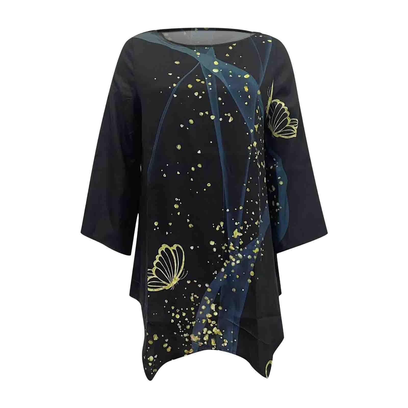 BDPORKAS Plus Size Women's Tops 2023 - Geometric Print Long Sleeve Oversized T-Shirts (S-5XL) | Spring Casual Fashion for Work, Weekend & Everyday Wear