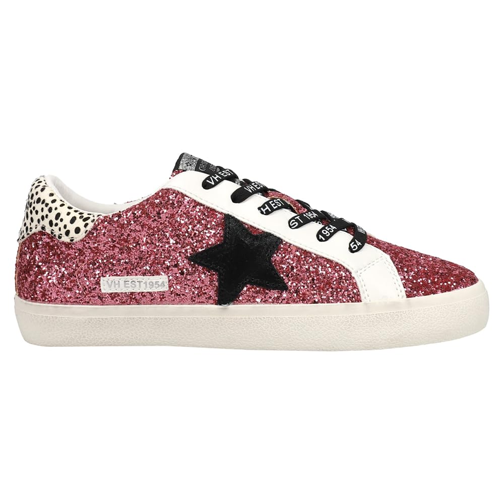 Vintage Havana Women's Flair Glitter Cow Print Slip-On Sneakers - Casual Comfort Shoes in Pink | Perfect for Everyday Wear, Outings & Fashion Street Style