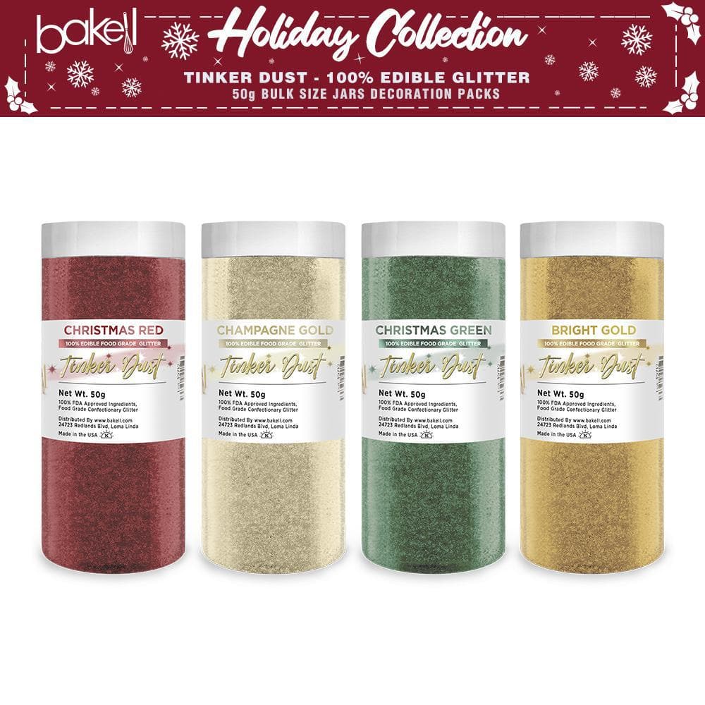 Christmas Tinker Dust Combo Pack A (4 PC SET) - 50 Gram Jars - Perfect for Holiday Crafts, DIY Ornaments & Festive Gift Wrapping