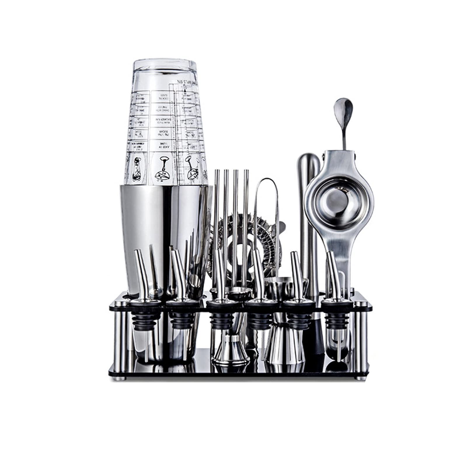 Premium Stainless Steel Cocktail Shaker Set - 18/8 Rustproof Bartender Kit with Bar Tools (Strainer, Jigger, Spoon) - Professional Mixology Equipment for Home Bars, Parties & Cocktail Making - Color D