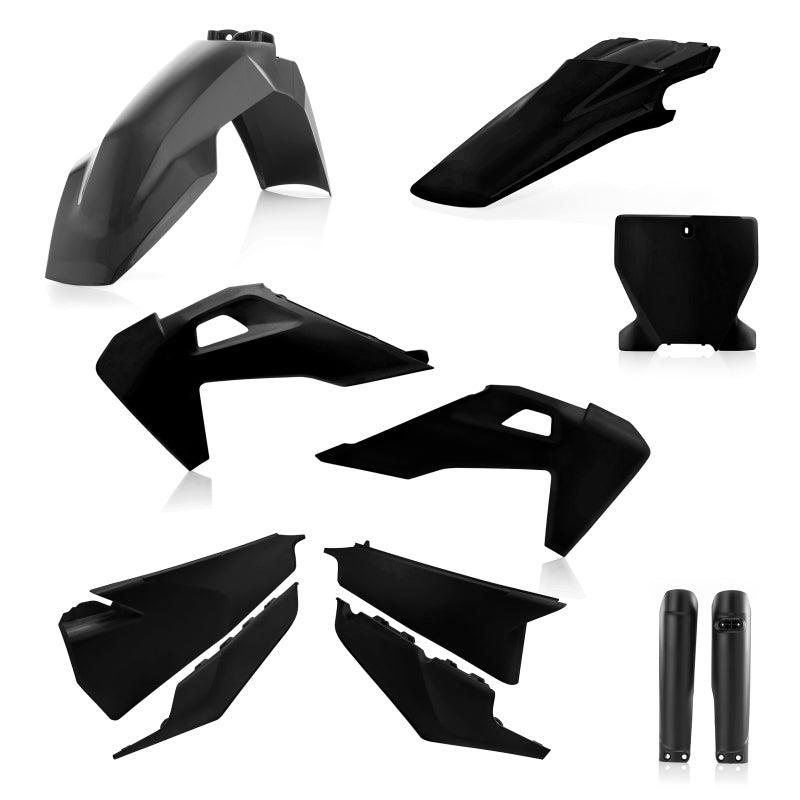 Acerbis Full Plastic Kit for Husqvarna 125-450 TC/FX/FC (2019-2022) & TX300/TX300i - Black | Dirt Bike Body Replacement Parts for Off-Road Racing & Trail Riding