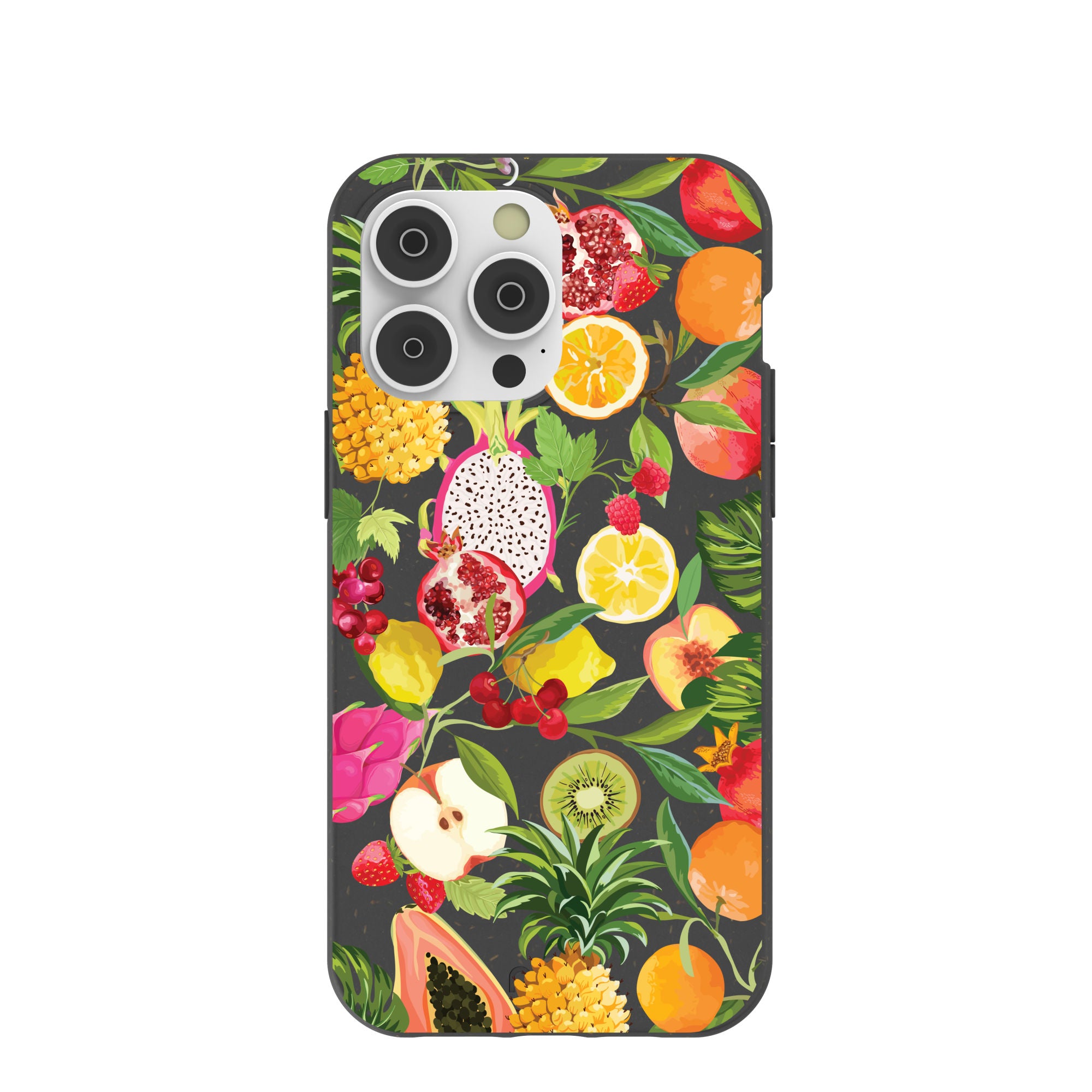Stylish Black Tutti Frutti iPhone 14 Pro Max Case - Trendy Floral Design Protective Cover for iPhone 14 Pro Max - Perfect for Everyday Use, Travel & Fashion Accessories