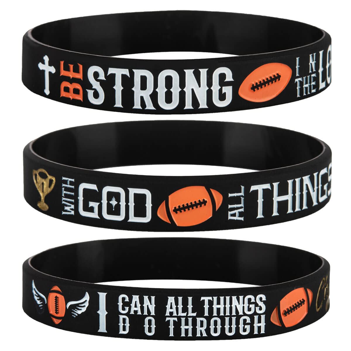 Faith Football Bible Bracelets - Inspirational Scriptures Wristbands for Sports & Gifts | Men & Women