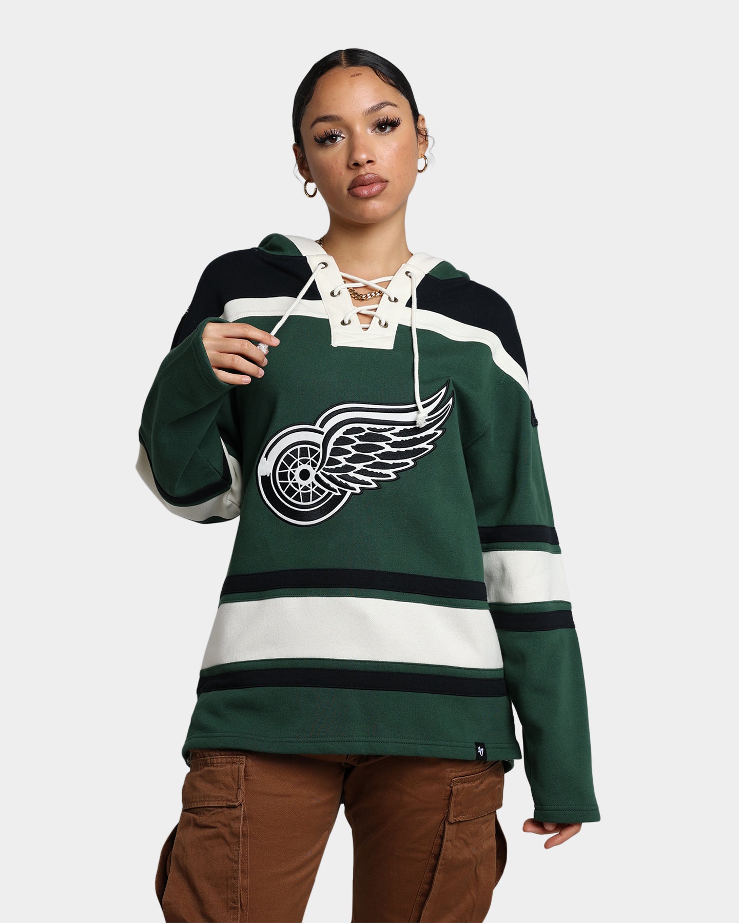 47 Brand Detroit Red Wings Superior Lacer Hoodie - Dark Green Pullover Sweatshirt for Men | Warm & Comfortable Winter Wear | Perfect for Game Day, Casual Outfits & Outdoor Activities