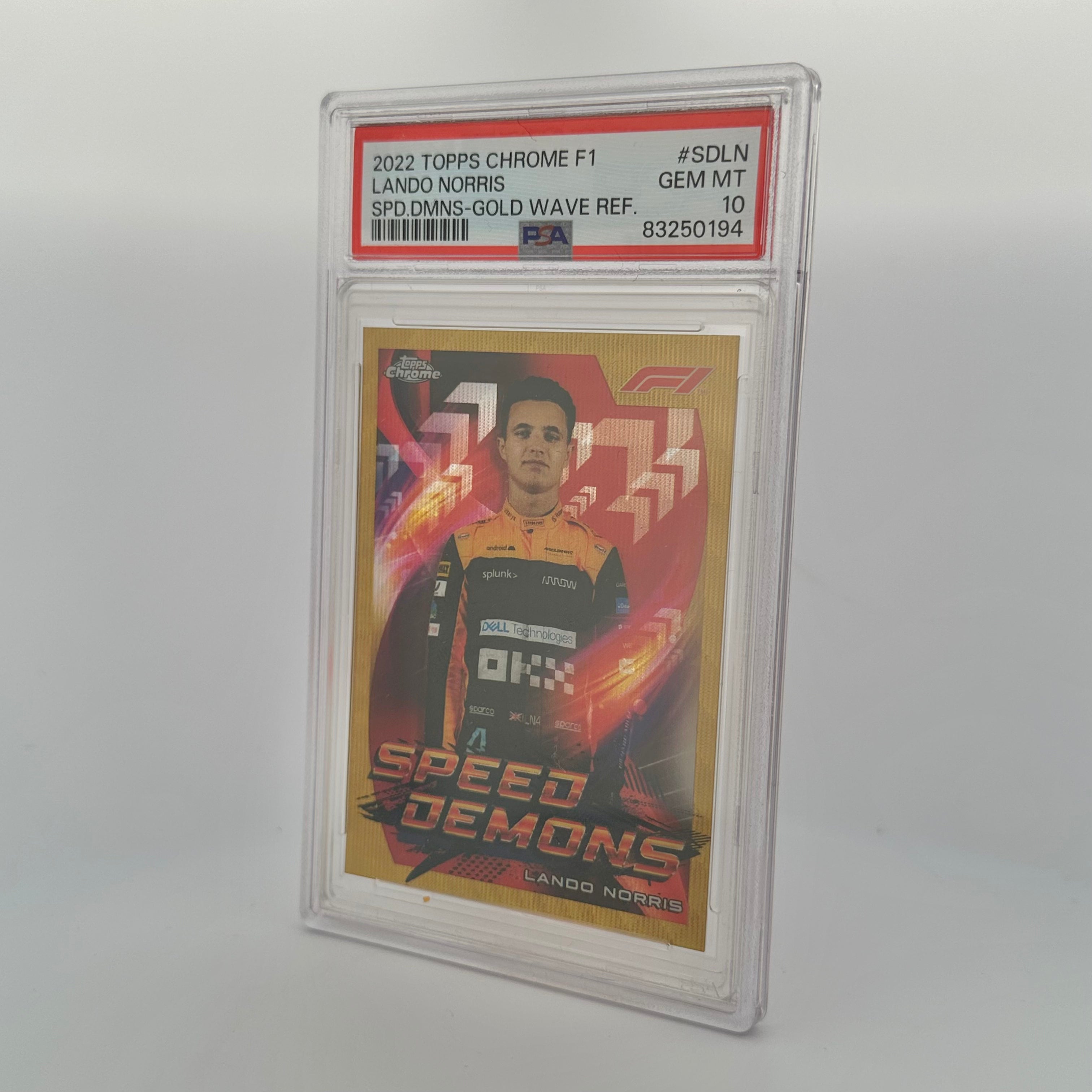 PSA 10 Lando Norris #SDLN 24/50 Speed Demons Gold Wave Refractor - Rare Racing Collectible Card for F1 Fans & Sports Memorabilia Collectors