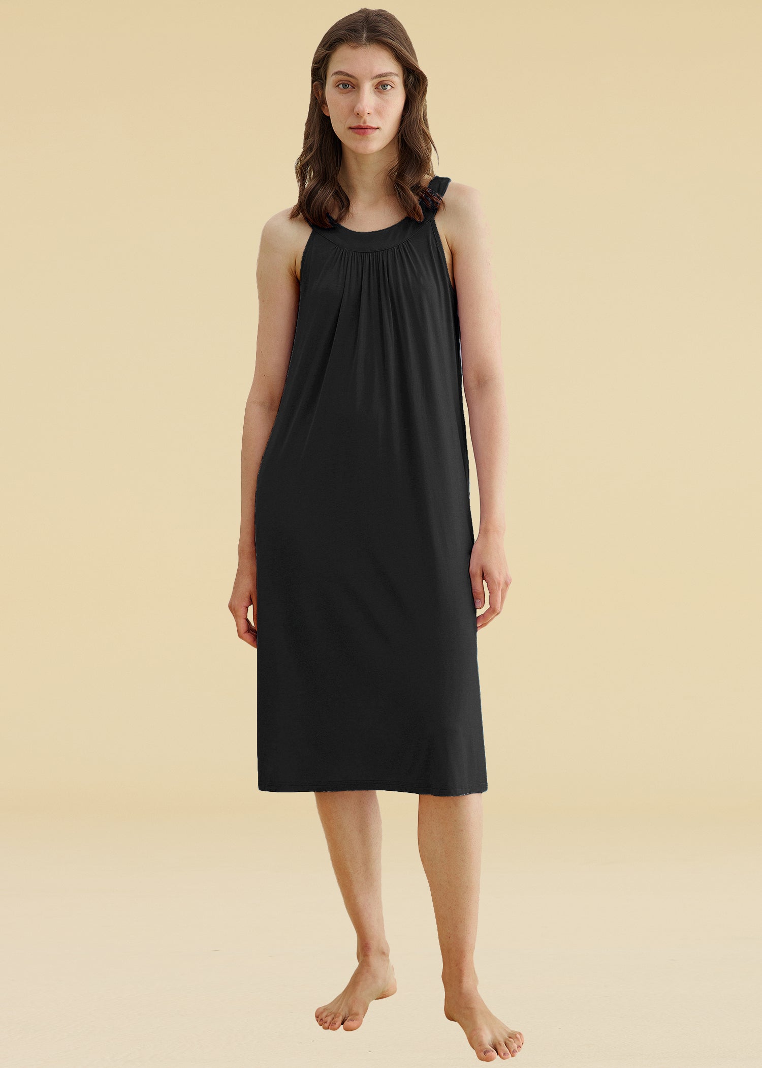 Women's Bamboo Viscose Sleeveless Nightgown with Pockets - Soft Comfortable Sleepwear for Summer & Lounge Wear - Perfect for Bedtime, Relaxing at Home or Vacation
