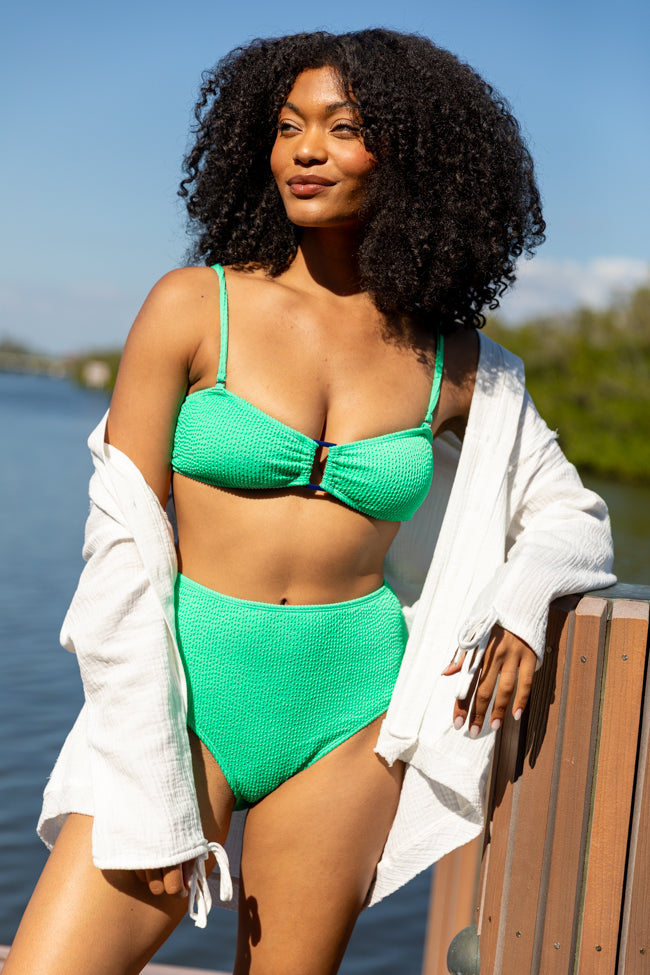 Crystal Clear Green Textured Bikini Top - Sexy Swimwear for Women | Perfect for Beach, Pool Party & Summer Vacation