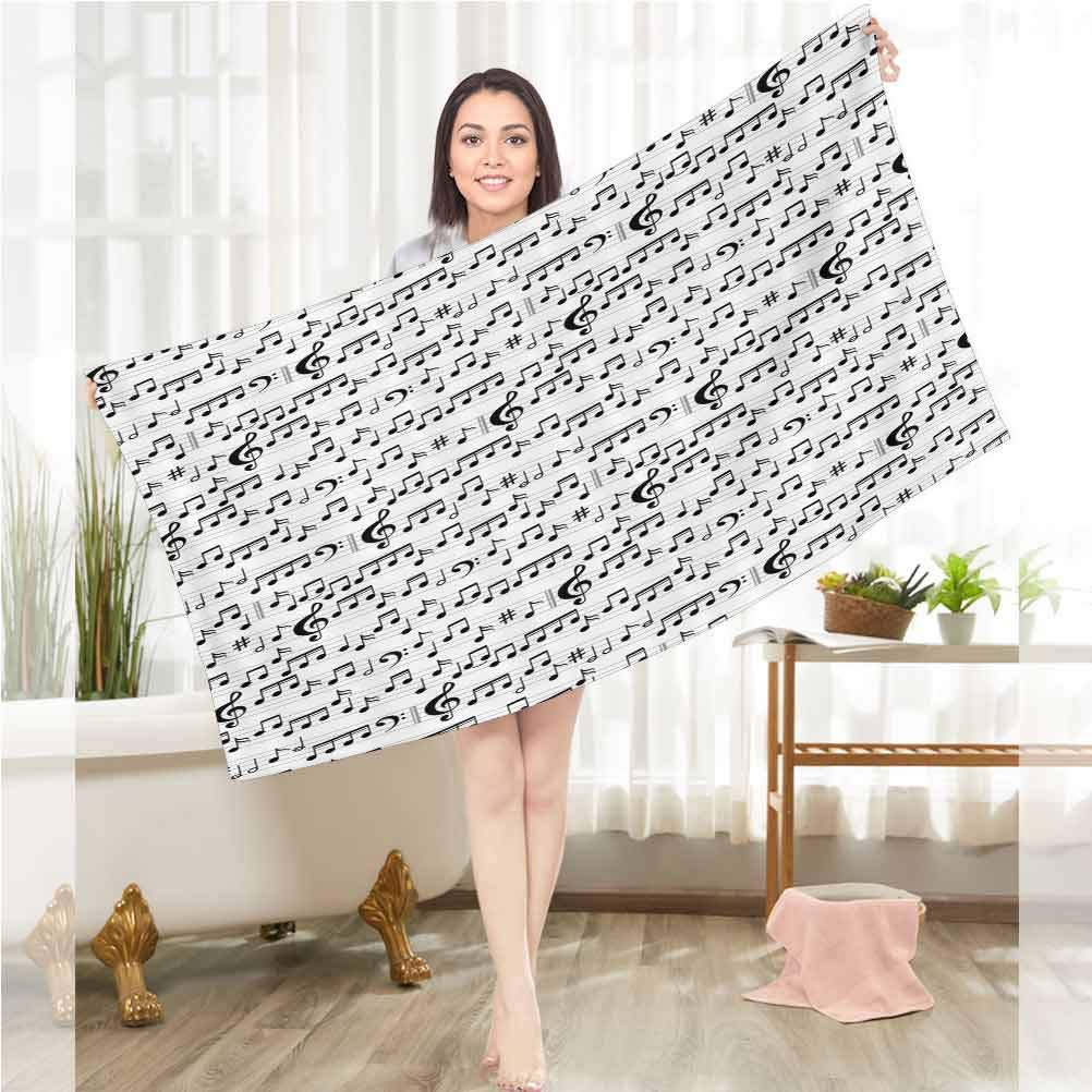Custom Themed Large Bath Mat Towel with Abstract Music Clef Sheet Design - 40x20 Inches - Soft Absorbent Bathroom Rug for Shower, Spa & Home Decor