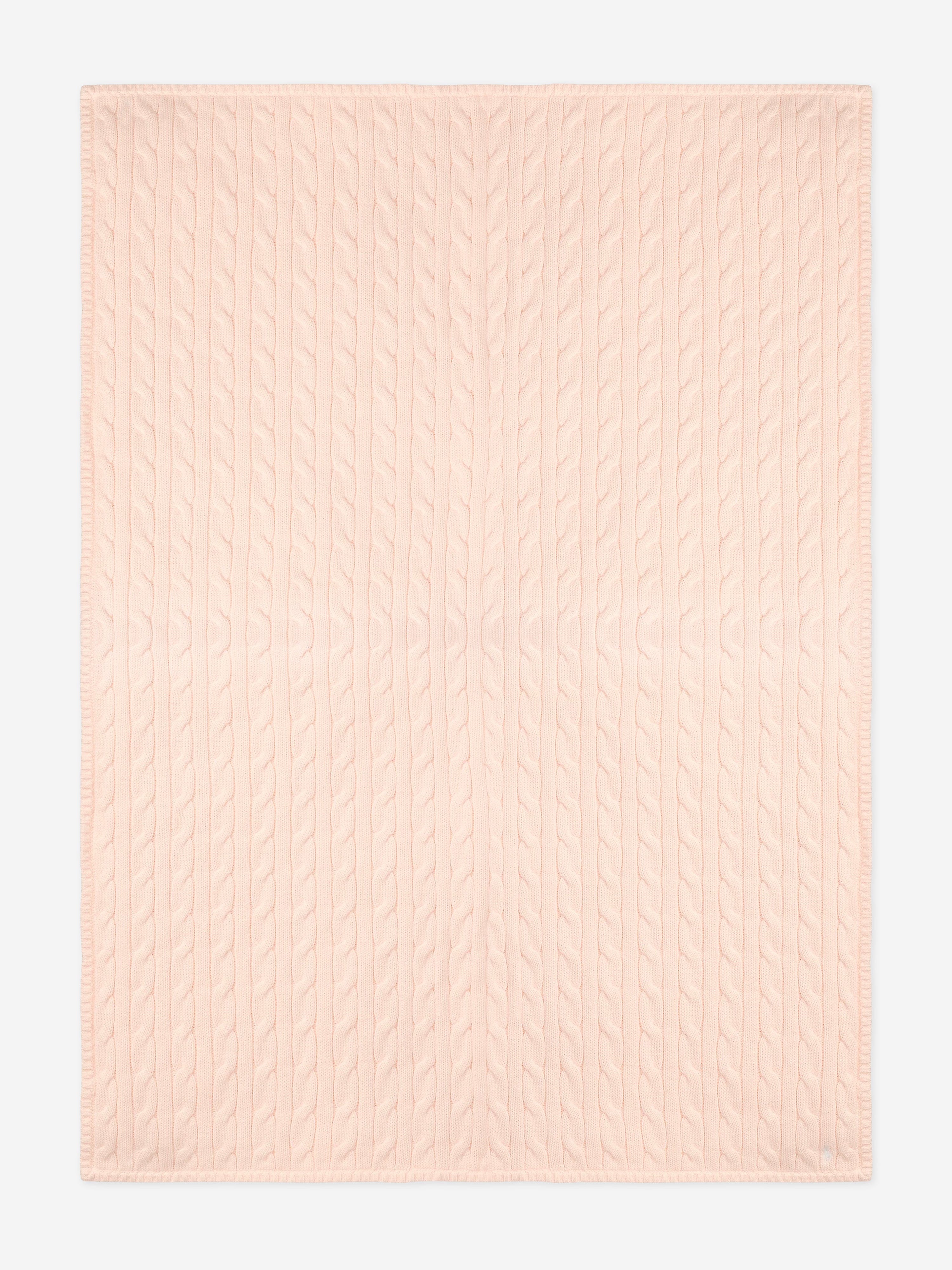 Pink Baby Girls Cable Knit Cotton Blanket - Soft & Cozy 40