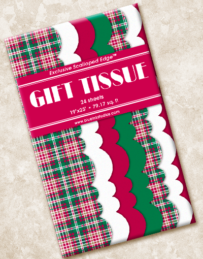Christmas Tartan Scalloped Tissue Paper - Festive Holiday Gift Wrapping, Decorative Party Supplies for Xmas Presents, Tree Decorations & DIY Crafts