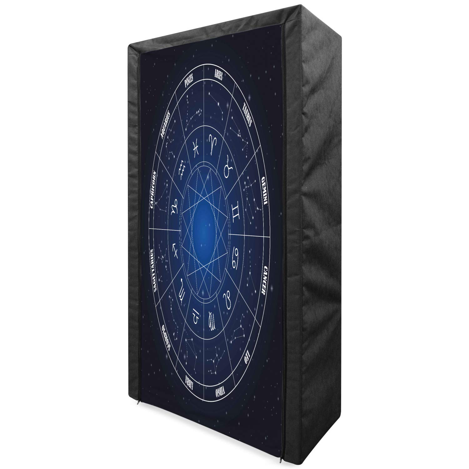 Ambesonne Astrology Portable Fabric Wardrobe - Zodiac Horoscope Wheel Design with Space Dots, 33.5