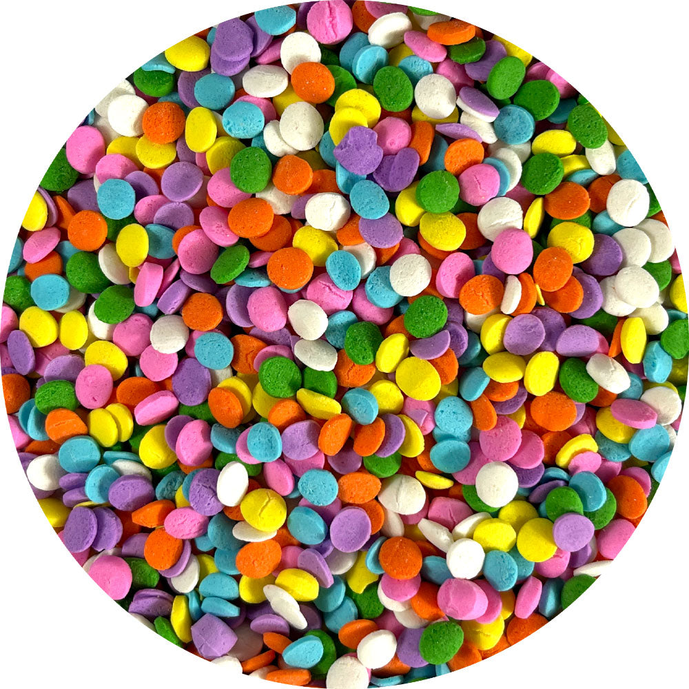 DecoPac Pastel Confetti Quins - 18oz Bulk Tub for Cake Decorating, Cupcake Toppers, Party Supplies & Baking Essentials | Perfect for Birthdays, Weddings & Celebrations
